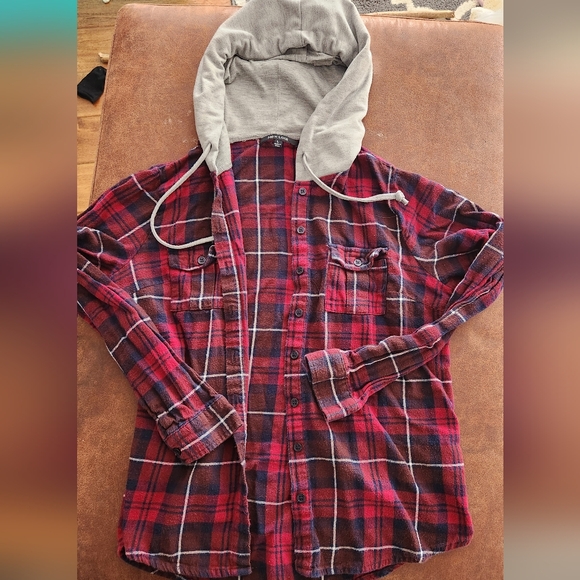 New Look Tops - New Look Hooded Flannel Shirt